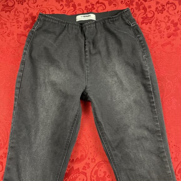 Rock & Roll Denim Jeans Womens Bargain Bell Pull On Flare Legs Black - Picture 2 of 12